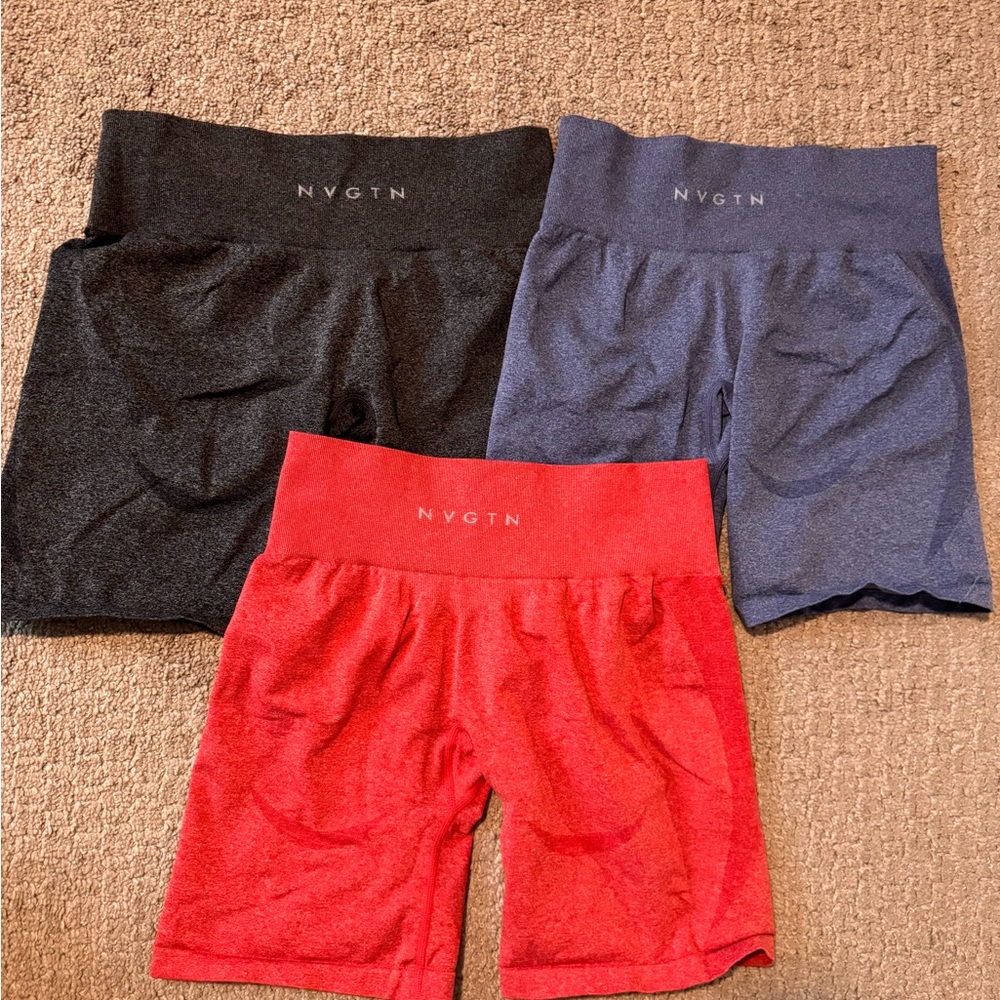 NVGTN Women's Athletic Shorts - Black, Blue, Red